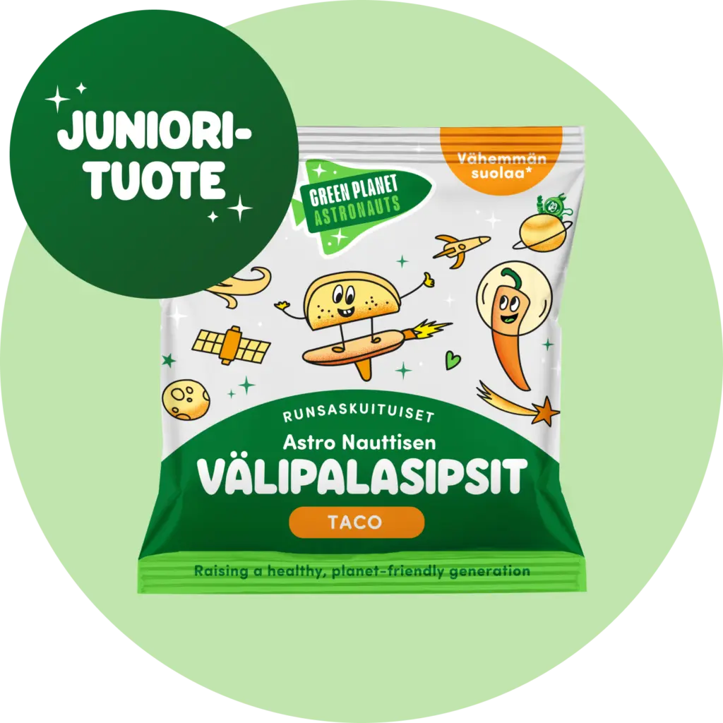 Juniorituote Astro Nauttisen välipalasipsit maku Taco runsaskuituinen välipala lapsille