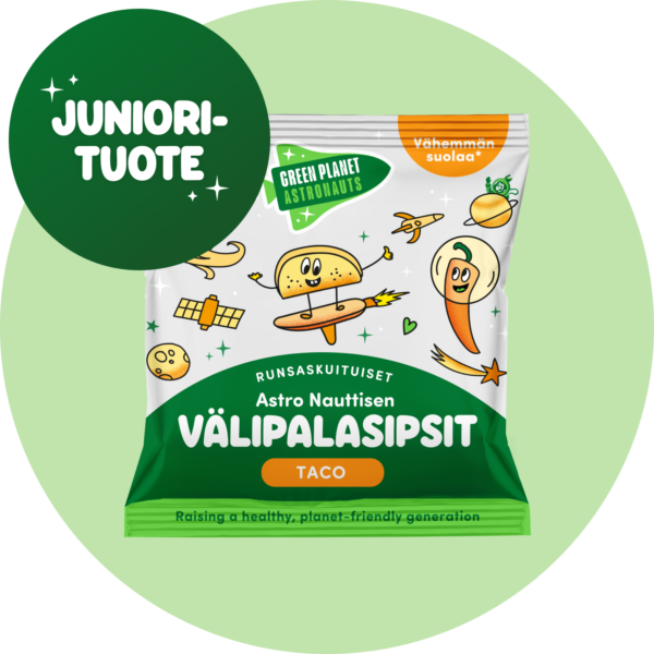 Juniorituote Astro Nauttisen välipalasipsit maku Taco runsaskuituinen välipala lapsille